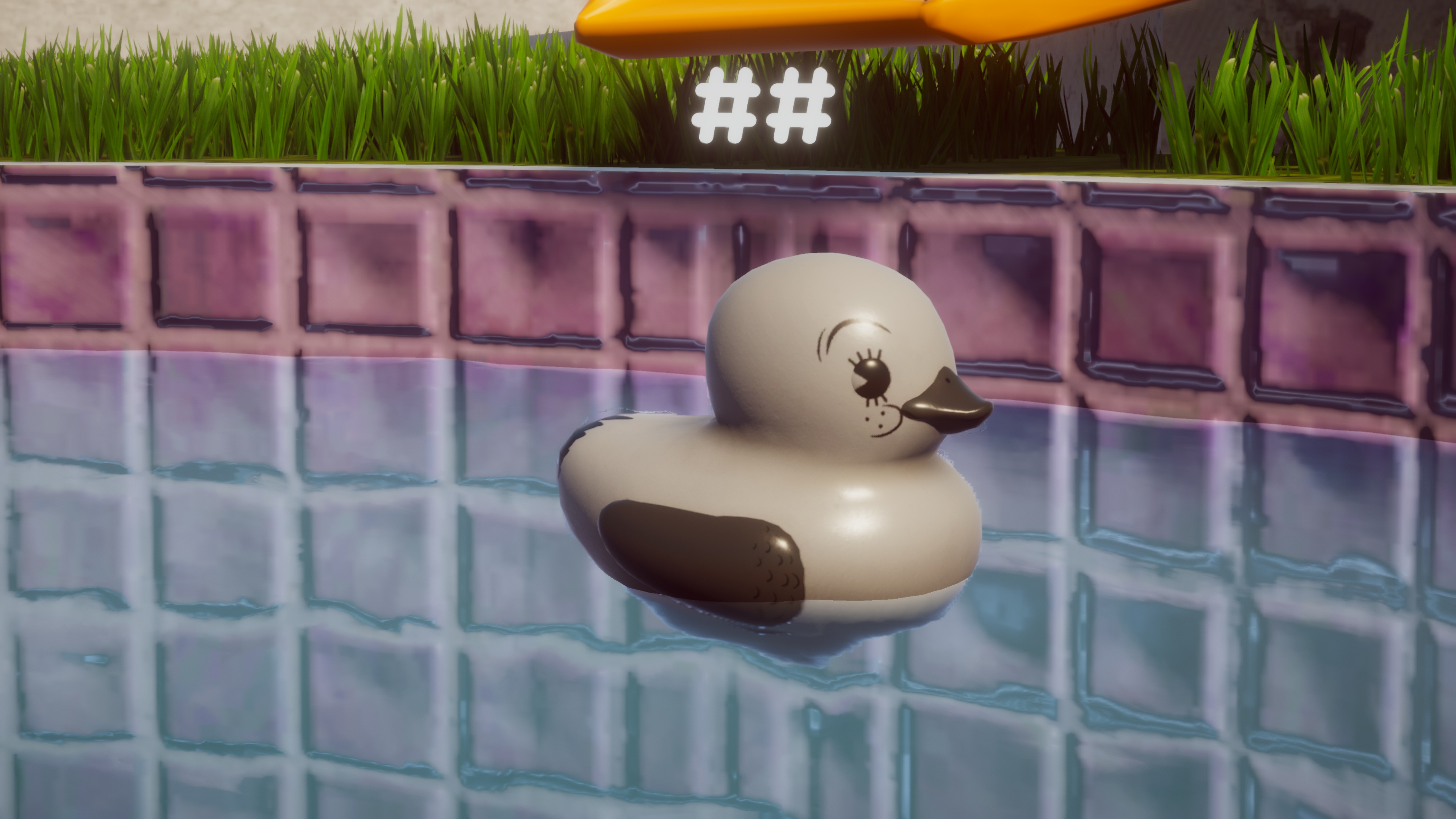 Black and white duck with a code